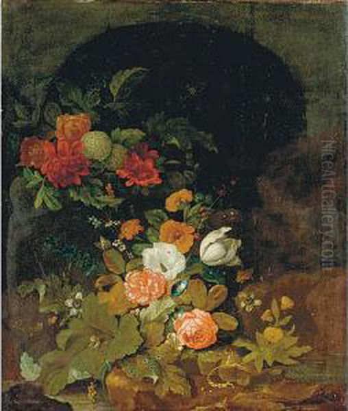 Still Life With Flowers Oil Painting by Jacob Rootius