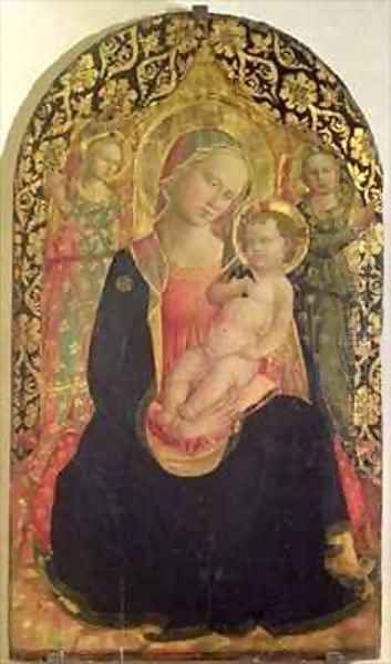 Madonna of Humility with two angels Oil Painting by Michelino Domenico di