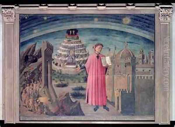 Dante and his poem the Divine Comedy Oil Painting by Michelino Domenico di