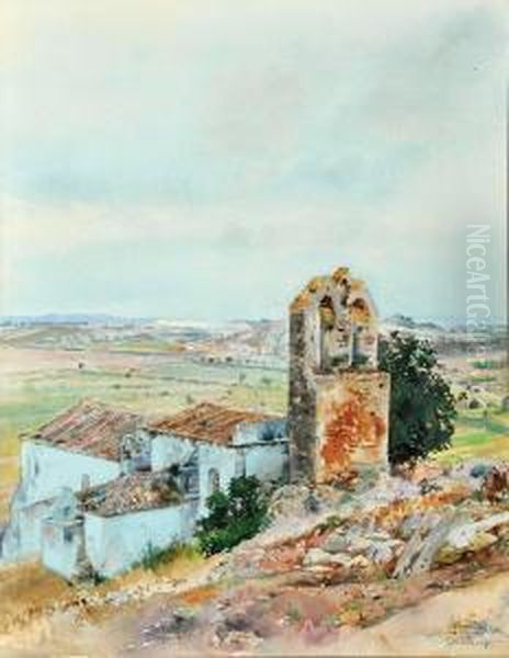 Paisagem Com Igreja Oil Painting by Alfredo Roque Gameiro