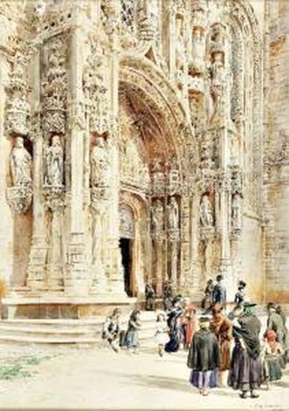 Porta Dos Jeronimos Oil Painting by Alfredo Roque Gameiro