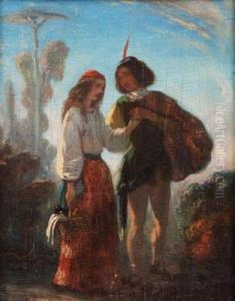 La Rencontre. Oil Painting by Camille-Joseph-Etienne Roqueplan