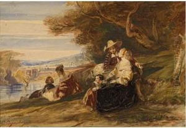 Dejeuner Champetre. Oil Painting by Camille-Joseph-Etienne Roqueplan