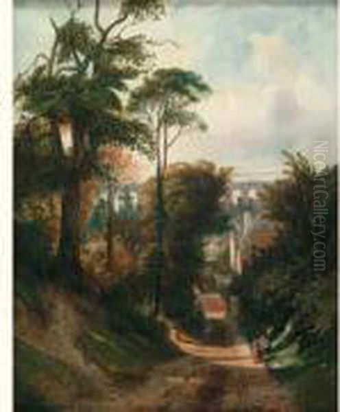 Vue Du Val-fleury Et De L'aqueduc Oil Painting by Camille-Joseph-Etienne Roqueplan