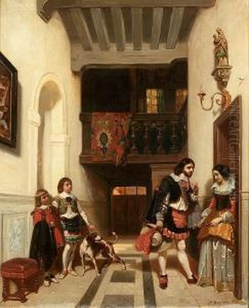 The Suitor Oil Painting by Camille-Joseph-Etienne Roqueplan