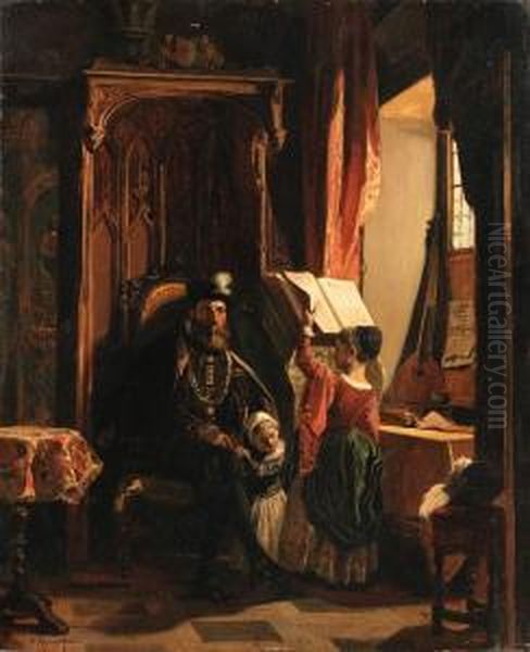 An Afternoon Of Lessons Oil Painting by Camille-Joseph-Etienne Roqueplan