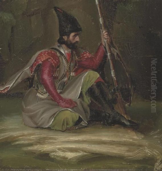 A Kabyle Warrior Oil Painting by Martinus Rorbye