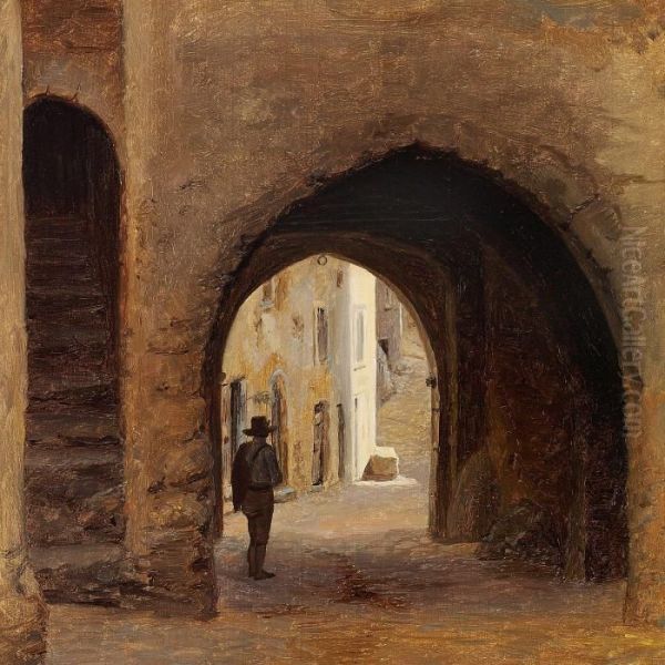 A Gate In Subiaco, Italy Oil Painting by Martinus Rorbye