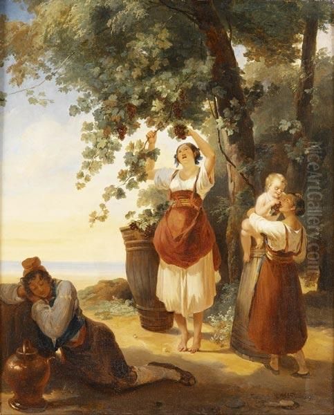 La Vendemmia Oil Painting by Martinus Rorbye