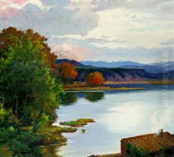 Paisaje Lacustre Oil Painting by Antoni Ros Y Guell