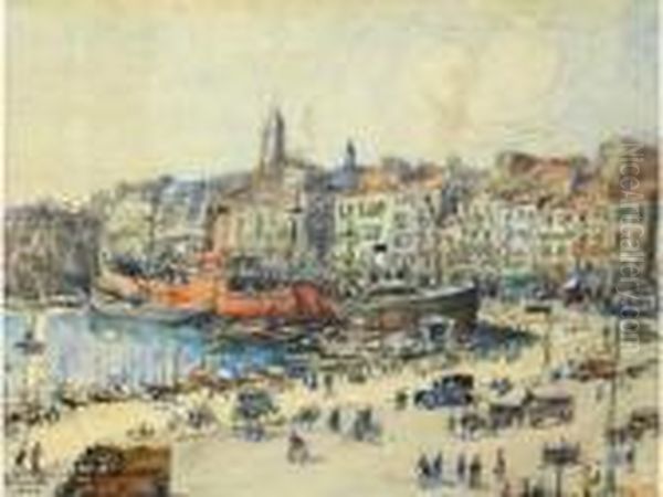 Le Port De Marseille. Oil Painting by Georges Rose