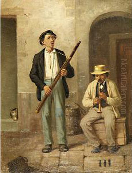 Musicisti Di Strada Oil Painting by Giovanni Luigi Rose