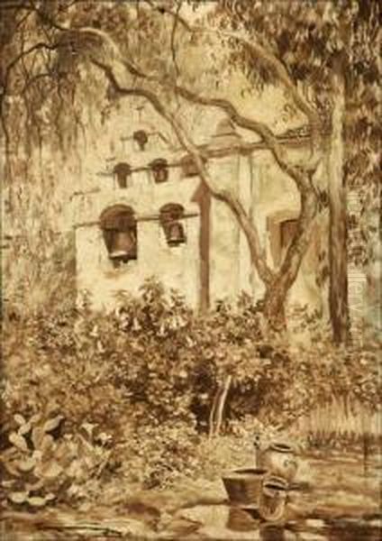 San Gabriel Bells, Mission San Gabriel Oil Painting by Guy Rose