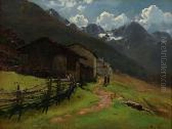 Sommertaguber Jausenstation Oil Painting by Karl Julius Rose