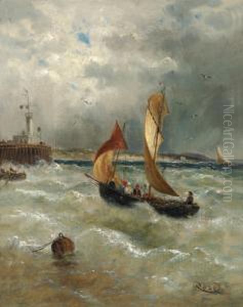 Aufziehendes Gewitteruber Einem Hafen Oil Painting by Karl Julius Rose