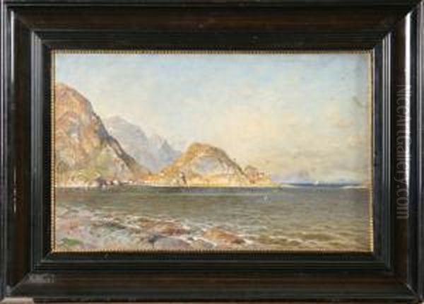 Fjordlandskap Oil Painting by Karl Julius Rose