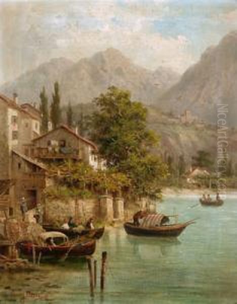 Partie Bei Torbole Am Gardasee Oil Painting by Karl Julius Rose