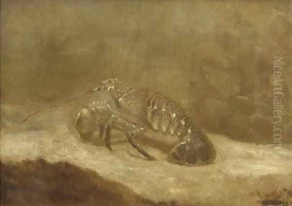 A lobster Oil Painting by Gerrit Willem Dijsselhof