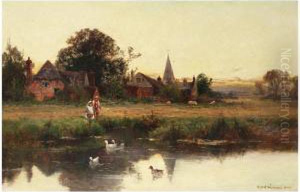 Cottage Landscape Oil Painting by William S. Rose