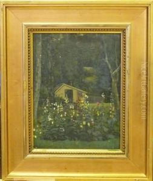 Gardsmotiv. Oil Painting by Edvard Rosenberg