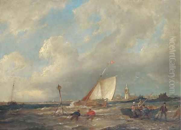 A blustery day on the Scheldt Oil Painting by Pieter Christiaan Cornelis Dommersen