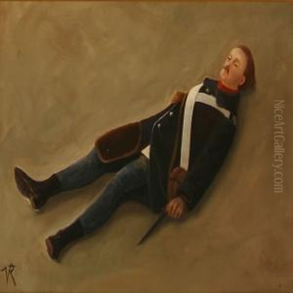 A Wounded Soldier Oil Painting by Vilhelm J. Rosenstand