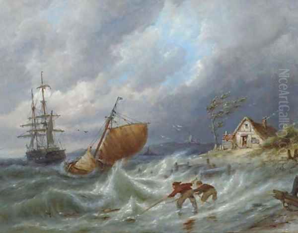 On the Isle of Wieringen on the Zuiderzee Oil Painting by Pieter Christiaan Cornelis Dommersen