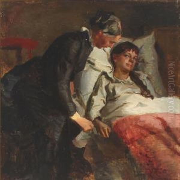 Sickbed. Oil Painting by Vilhelm J. Rosenstand