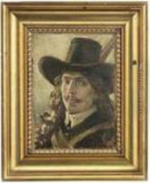 A Musketeer Oil Painting by Vilhelm J. Rosenstand