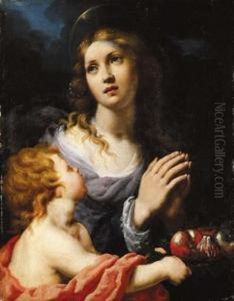 A Female Saint With A Putto Oil Painting by Alessandro Rosi