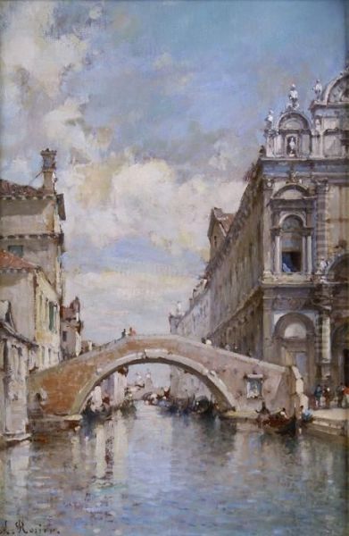 Canal A Venise Oil Painting by Amedee Rosier