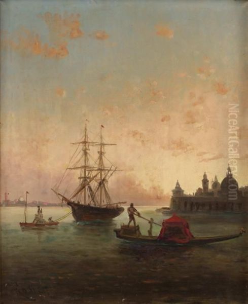 Venetianskt Motiv Oil Painting by Amedee Rosier