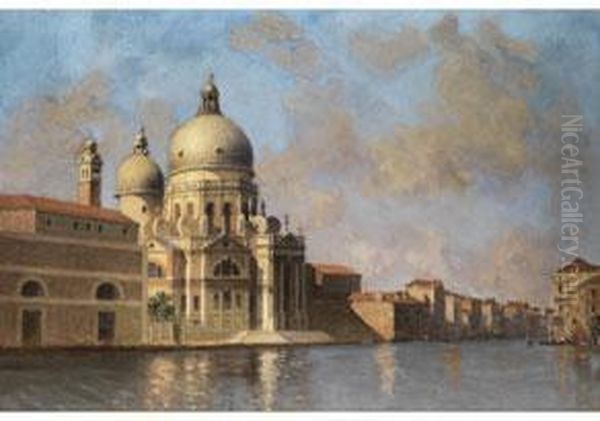 Venedig Mit Ansicht Der Kirche Santa Maria Della Salute Oil Painting by Amedee Rosier