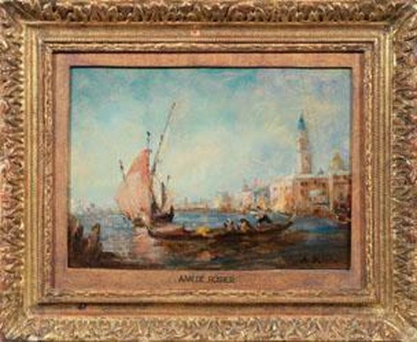 Ansicht Von Venedig Mit Blick Auf Den Belebten Canale Grande Oil Painting by Amedee Rosier