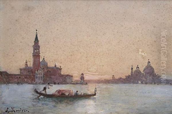 Vue De Venise. San Giorgio Et La Salute. Oil Painting by Amedee Rosier