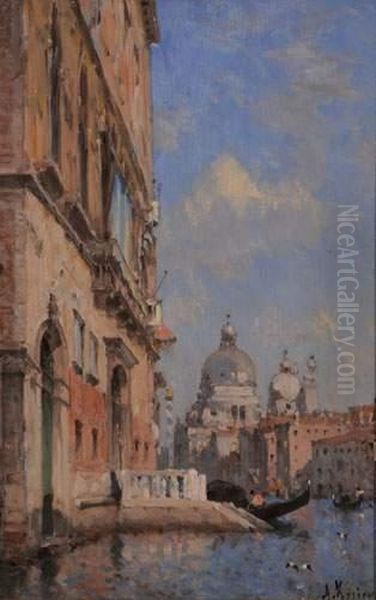 Canal A Venise Oil Painting by Amedee Rosier