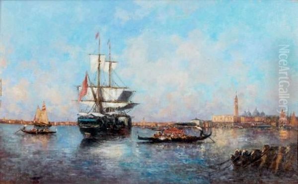 Vue De Venise Oil Painting by Amedee Rosier