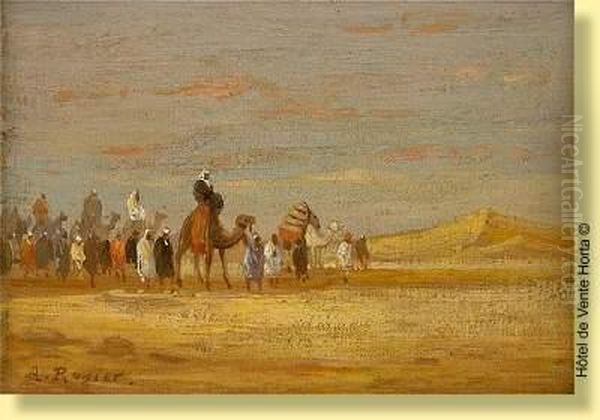 Caravane Dans Le Desert Oil Painting by Amedee Rosier