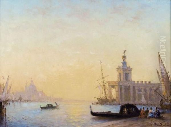 Vue De Venise Au Crepuscule Oil Painting by Amedee Rosier