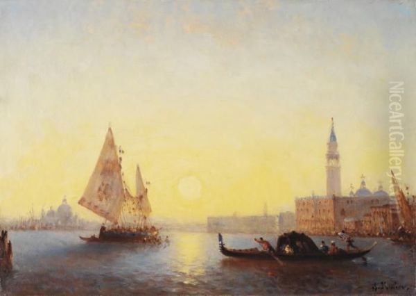 Venise Au Soleil Levant Oil Painting by Amedee Rosier