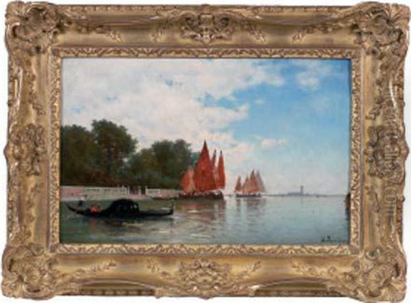 Vue De Venise Oil Painting by Amedee Rosier