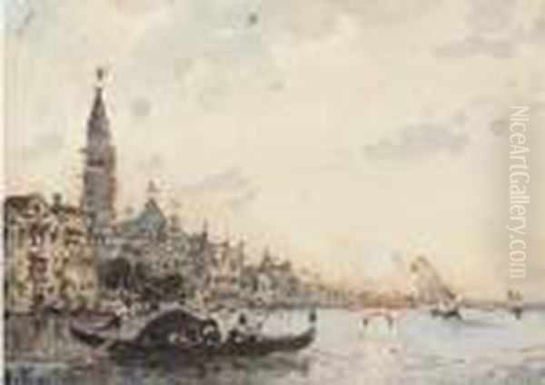 Vue De Venise Oil Painting by Amedee Rosier