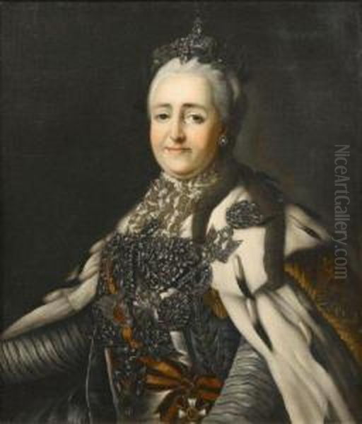  Portrait De Catherine Ii  Oil Painting by Alexander Roslin