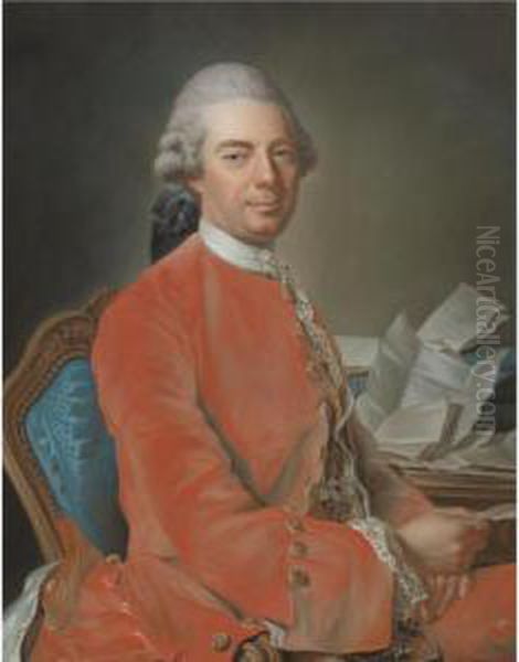 Portrait Of Johann Graf Fries Oil Painting by Alexander Roslin