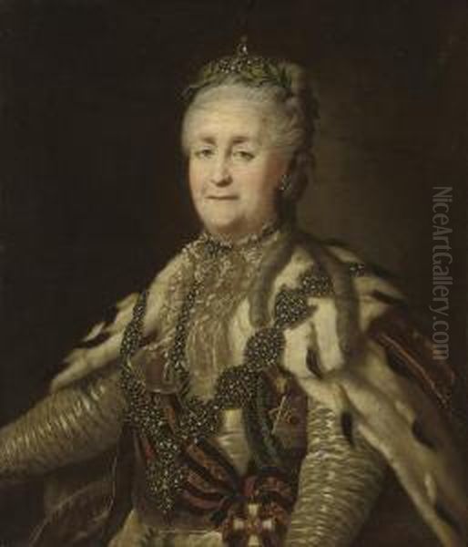 Portrait Of Catherine The Great Oil Painting by Alexander Roslin