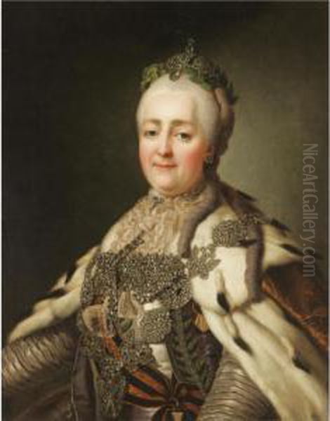 Portrait Of Catherine Ii Oil Painting by Alexander Roslin