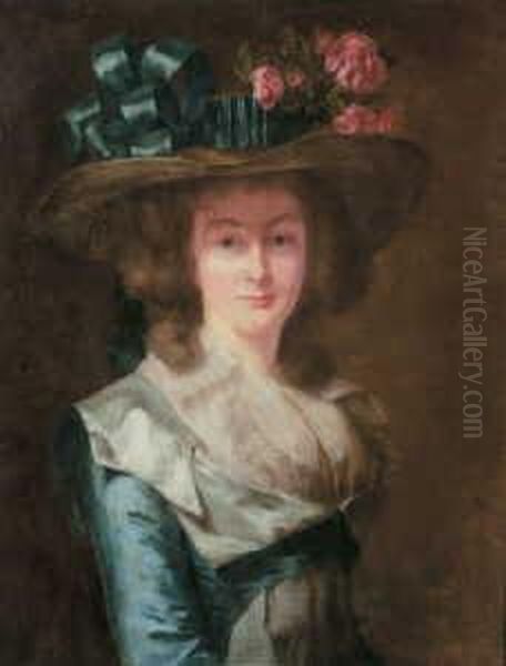 Blumengeschmuckten Hut Tragt (madame Roslin?). Oil Painting by Alexander Roslin