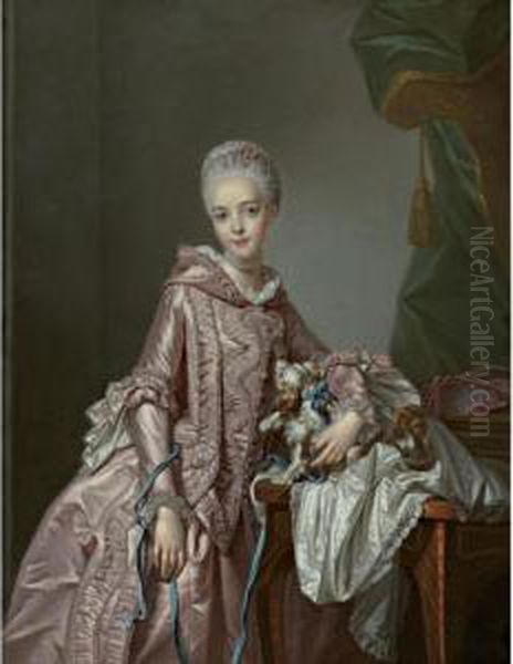 Portrait Of A Girl Holding A Spaniel Oil Painting by Alexander Roslin