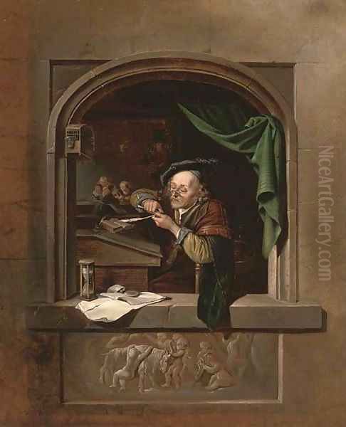 The Schoolmaster Oil Painting by Gerrit Dou