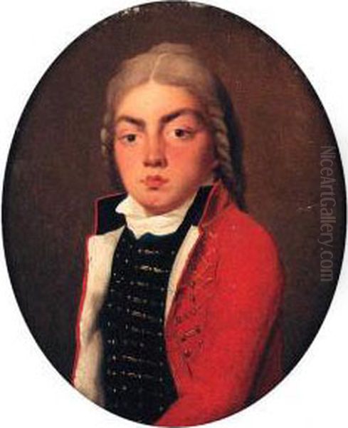 Portrait Of A Young Man, Small Half-length, In Uniform Oil Painting by Alexander Roslin